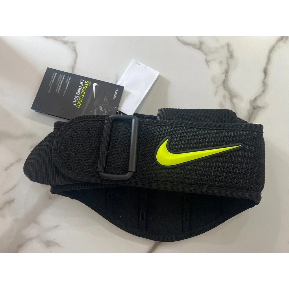 Nike‎ Structured Training Lifting Belt Black Volt Green Large N1000595010LG